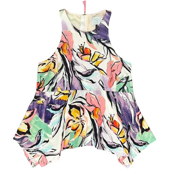 Anthropologie HD in Paris Lucille Peplum Racer Back Pink Exposed Back Zipper 2 - Picture 2 of 9